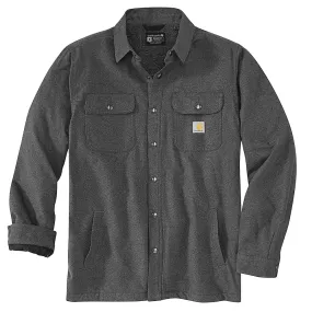 105939 - Relaxed fit flannel sherpa-lined shirt jacket - Carbon Heather