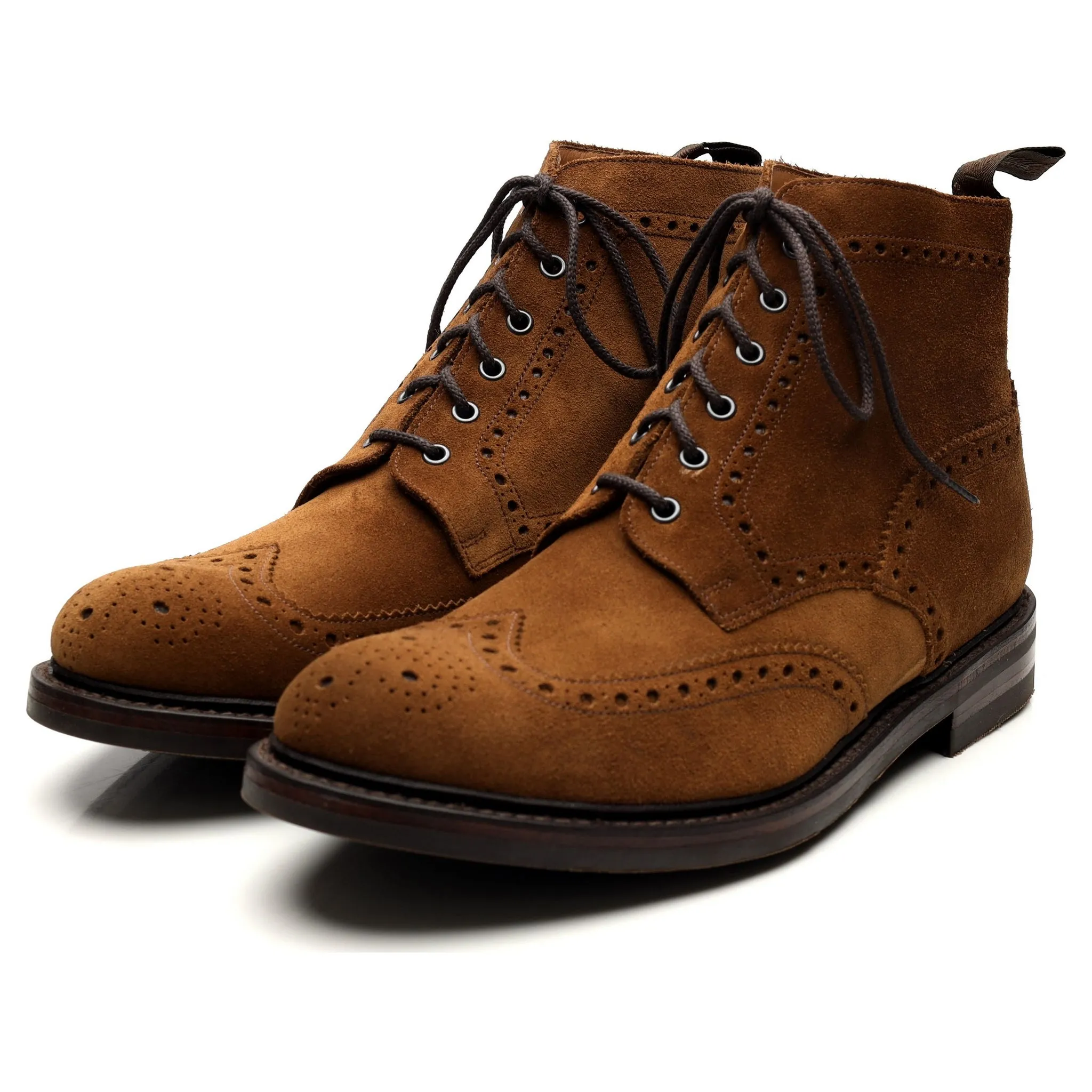 1880 'Bedale' Tan Brown Suede Brogue Boots UK 11 G