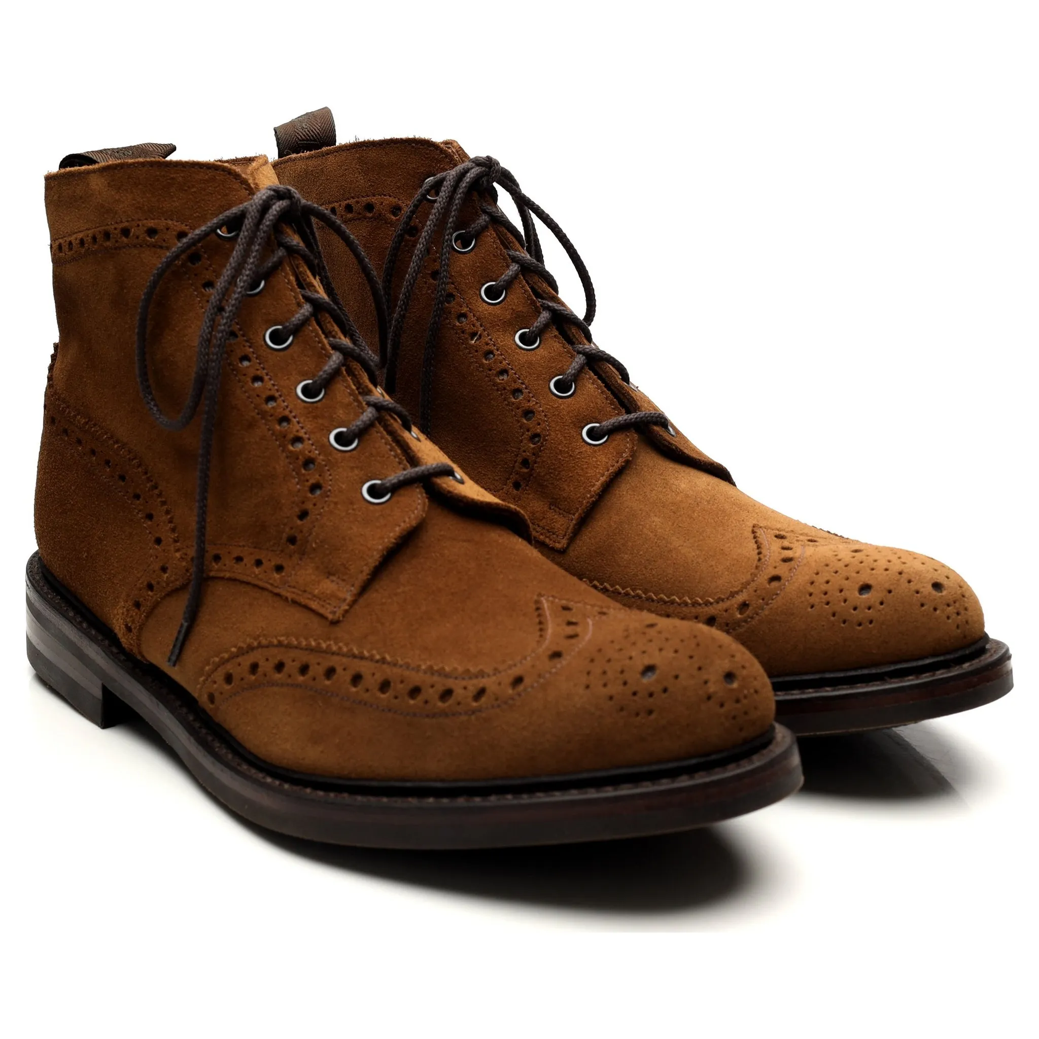 1880 'Bedale' Tan Brown Suede Brogue Boots UK 11 G