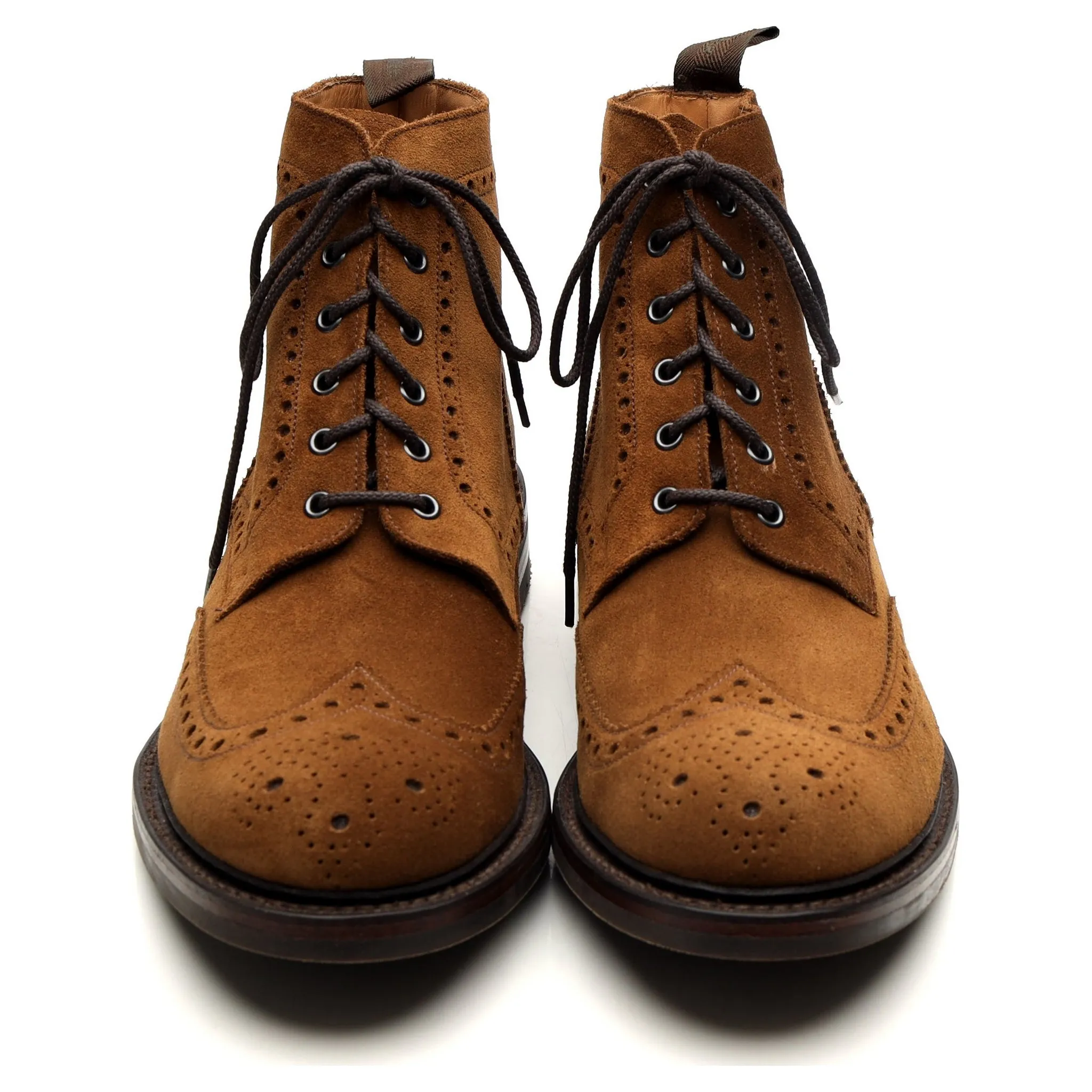 1880 'Bedale' Tan Brown Suede Brogue Boots UK 11 G