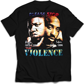 2 Pac and Biggie Stop the Violence Vintage Mint Black Tee