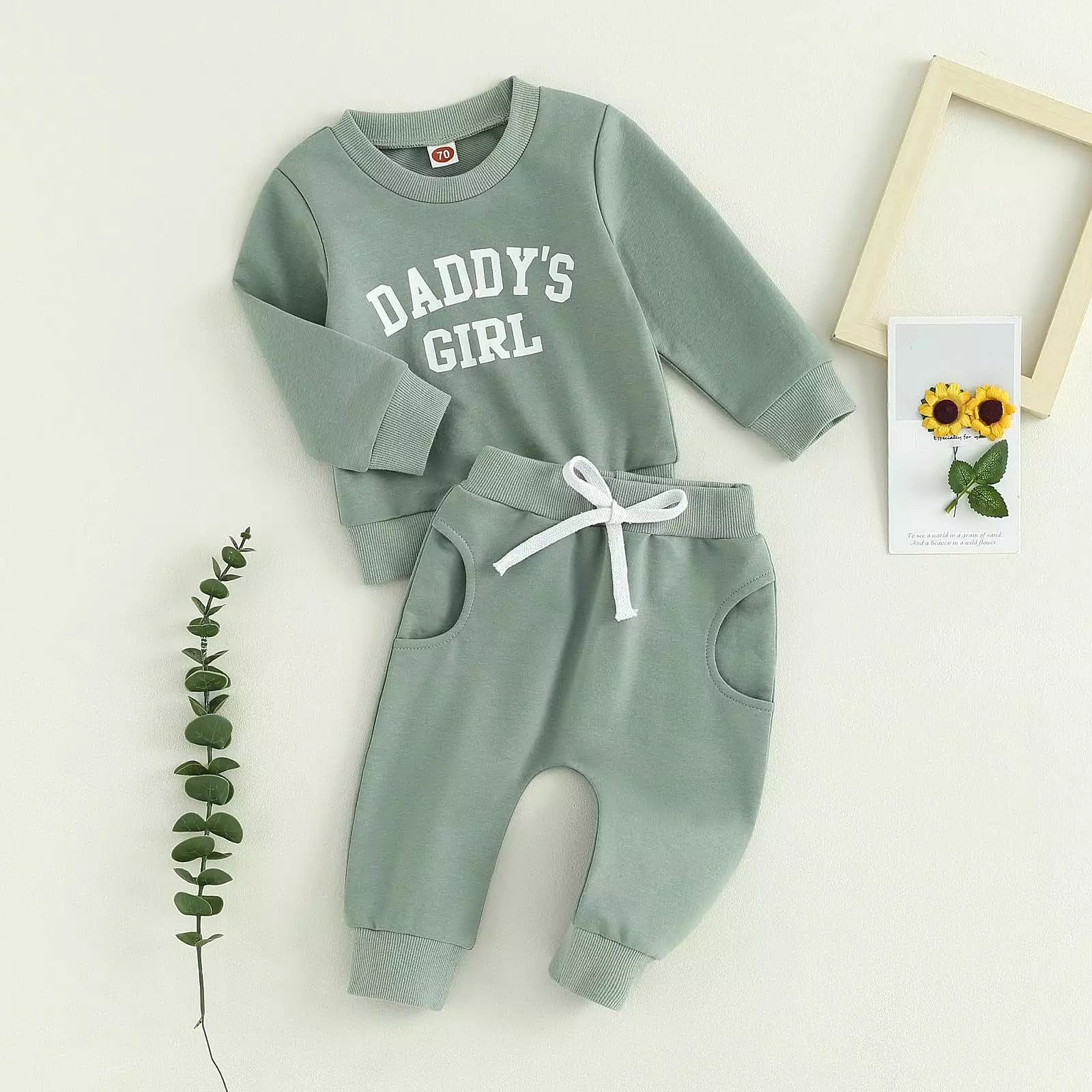 2 Pieces Set Baby Girls Boys Letters Tops And Solid Color Pants Wholesale 231130184