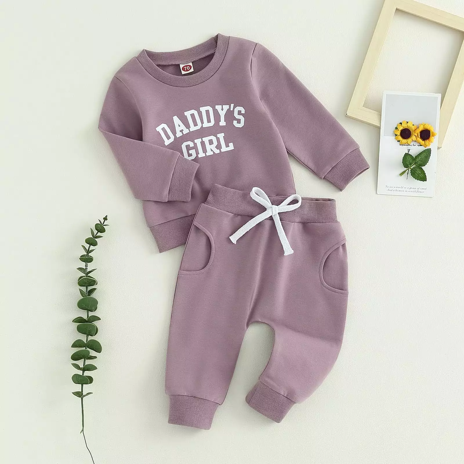 2 Pieces Set Baby Girls Boys Letters Tops And Solid Color Pants Wholesale 231130184