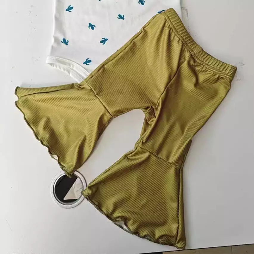 2 Pieces Set Baby Girls Plant Tank Tops And Solid Color Pants Wholesale 24030158