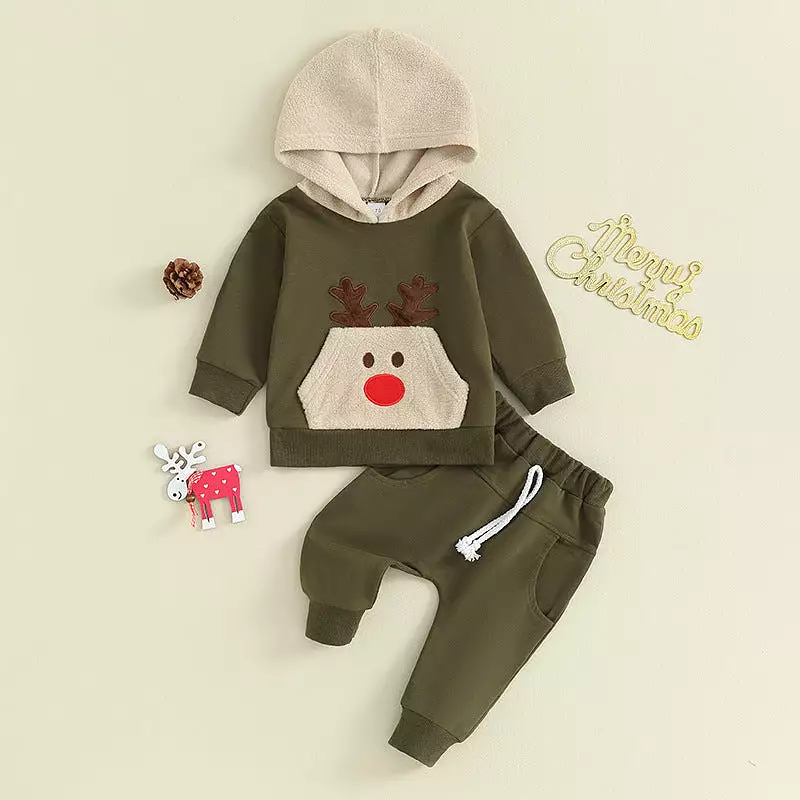 2 Pieces Set Baby Kid Boys Christmas Cartoon Hoodies Sweatshirts And Solid Color Pants Wholesale 23101545