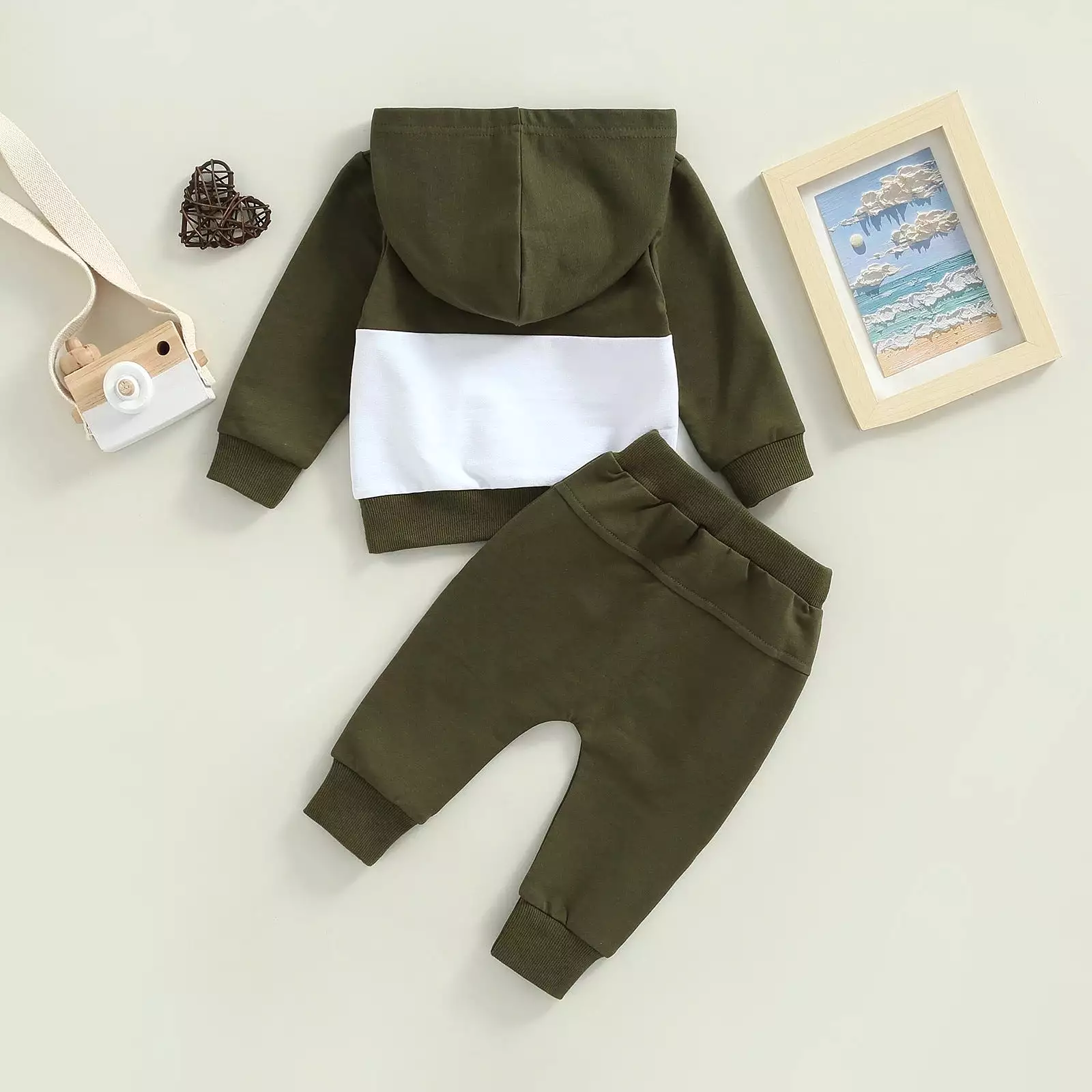 2 Pieces Set Baby Kid Boys Color-blocking Tops And Solid Color Pants Wholesale 231130293