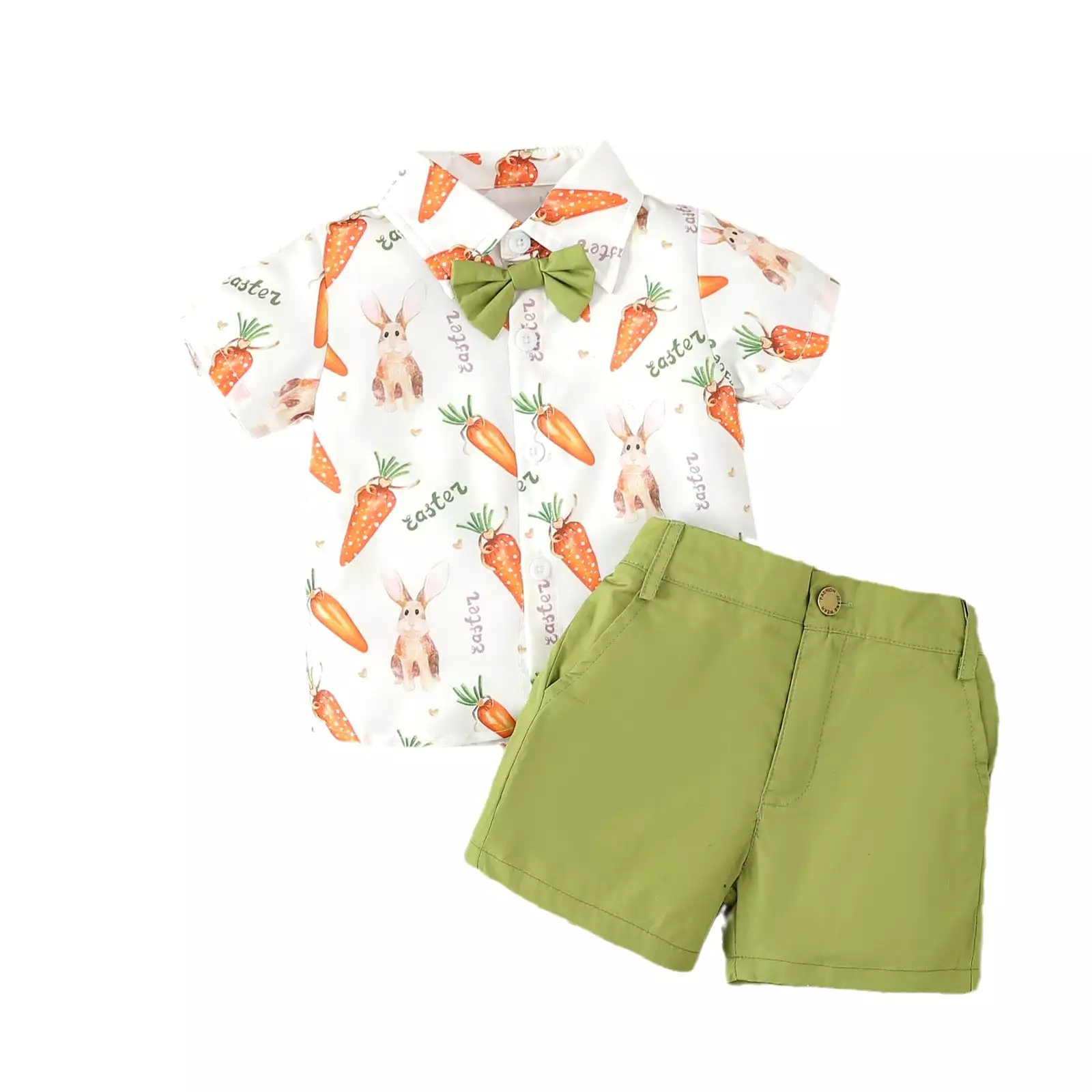 2 Pieces Set Baby Kid Boys Easter Letters Animals Tops And Solid Color Pants Wholesale 24030177