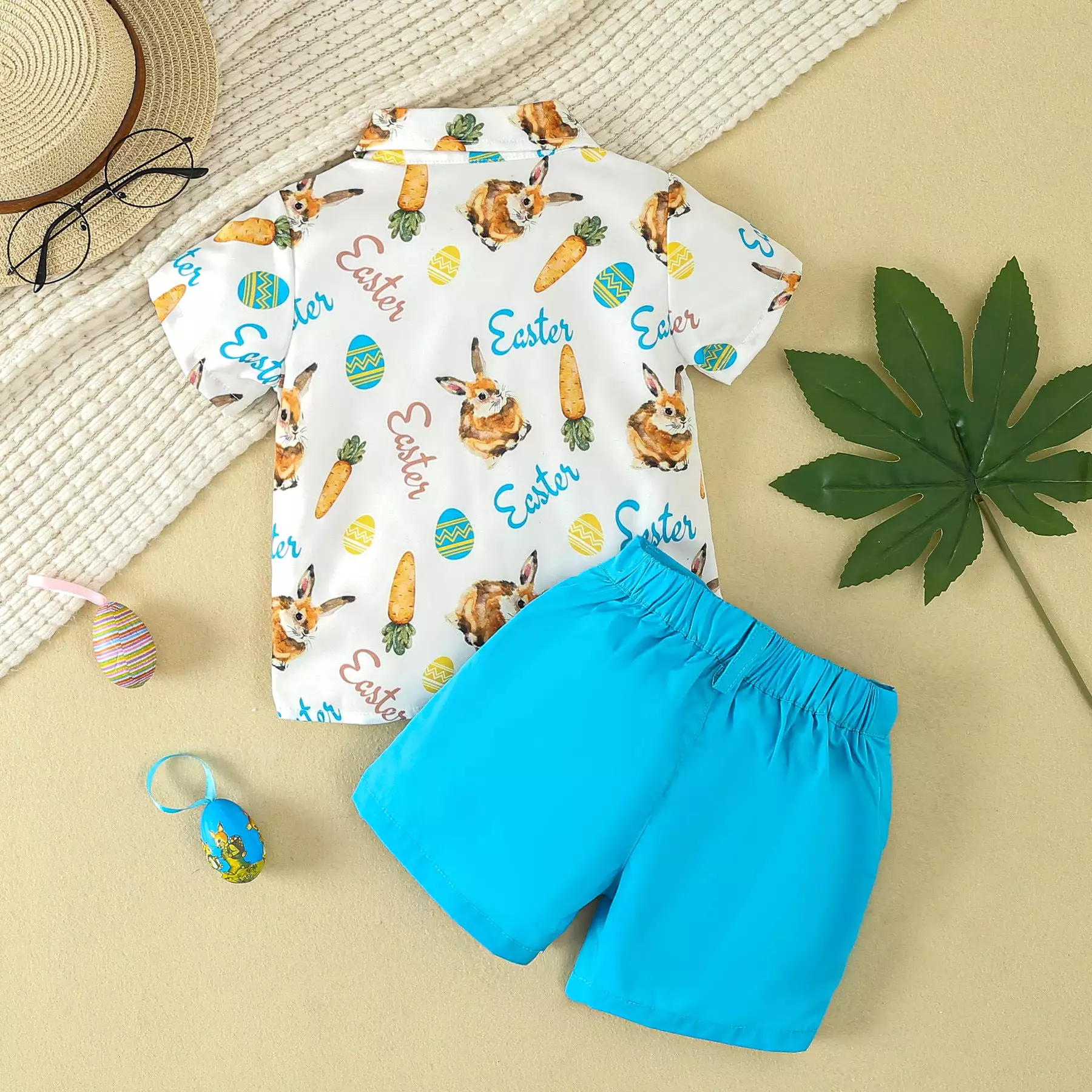 2 Pieces Set Baby Kid Boys Easter Letters Animals Tops And Solid Color Pants Wholesale 24030177