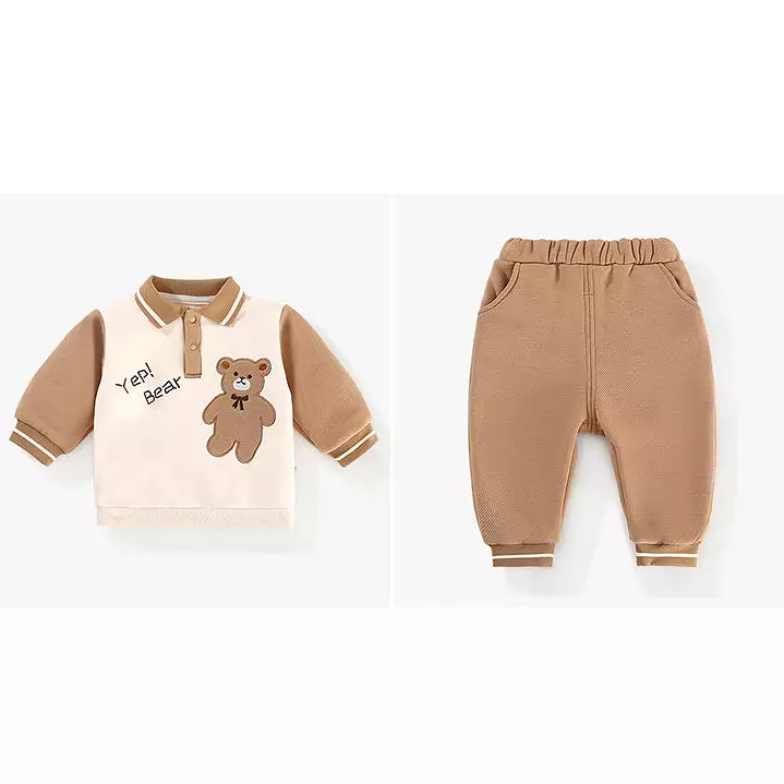 2 Pieces Set Baby Kid Boys Letters Cartoon Hoodies Sweatshirts And Solid Color Pants Wholesale 23101985