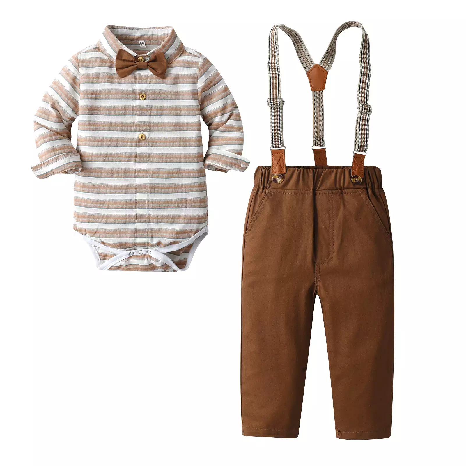 2 Pieces Set Baby Kid Boys Striped Rompers And Solid Color Pants Wholesale 23082867