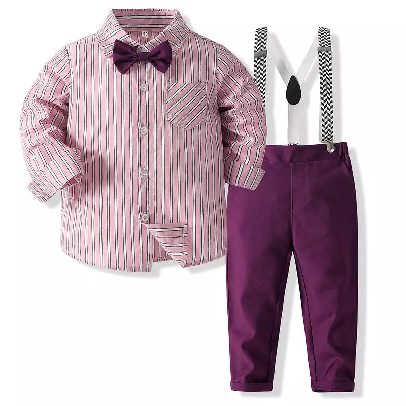 2 Pieces Set Baby Kid Boys Striped Shirts And Solid Color Pants Wholesale 23082840