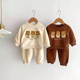 2 Pieces Set Baby Kid Girls Boys Cartoon Tops And Solid Color Pants Wholesale 23101956