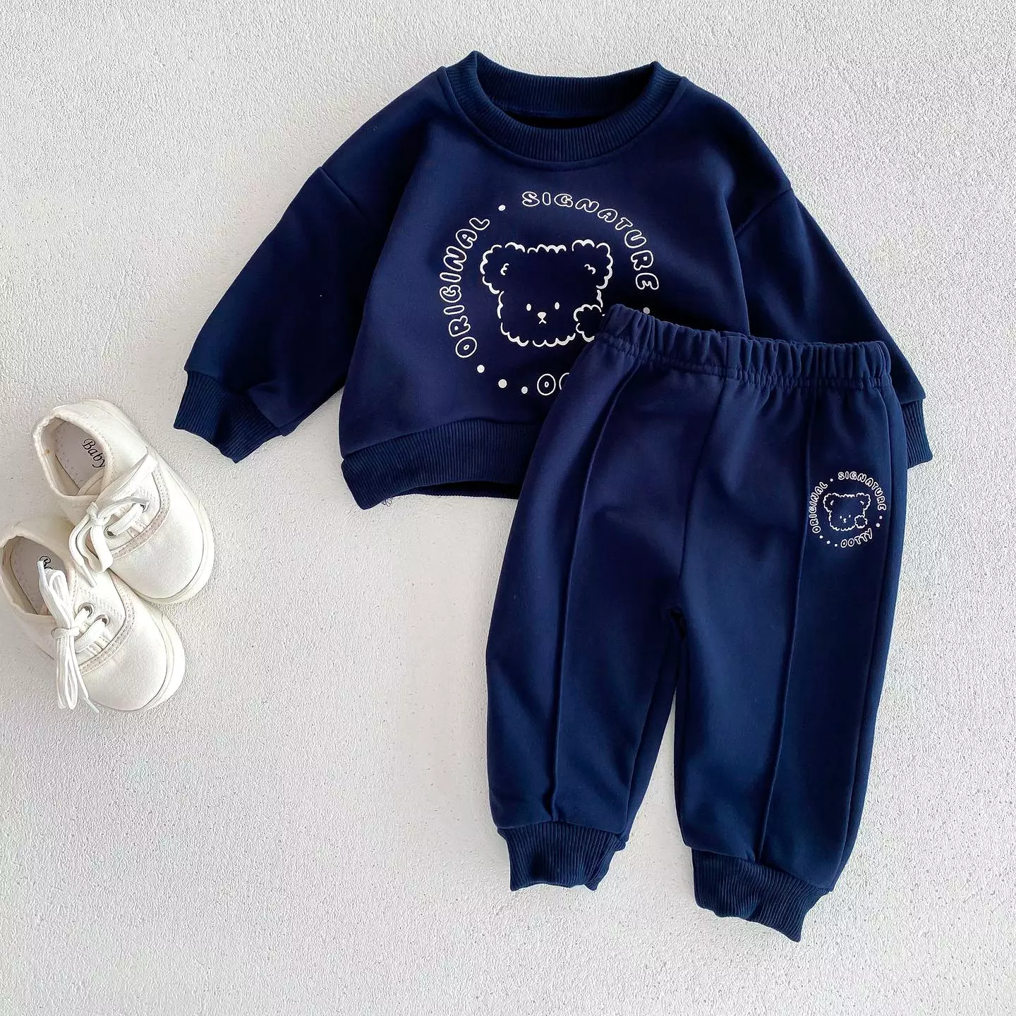 2 Pieces Set Baby Kid Girls Boys Letters Cartoon Tops And Solid Color Pants Wholesale 23101957