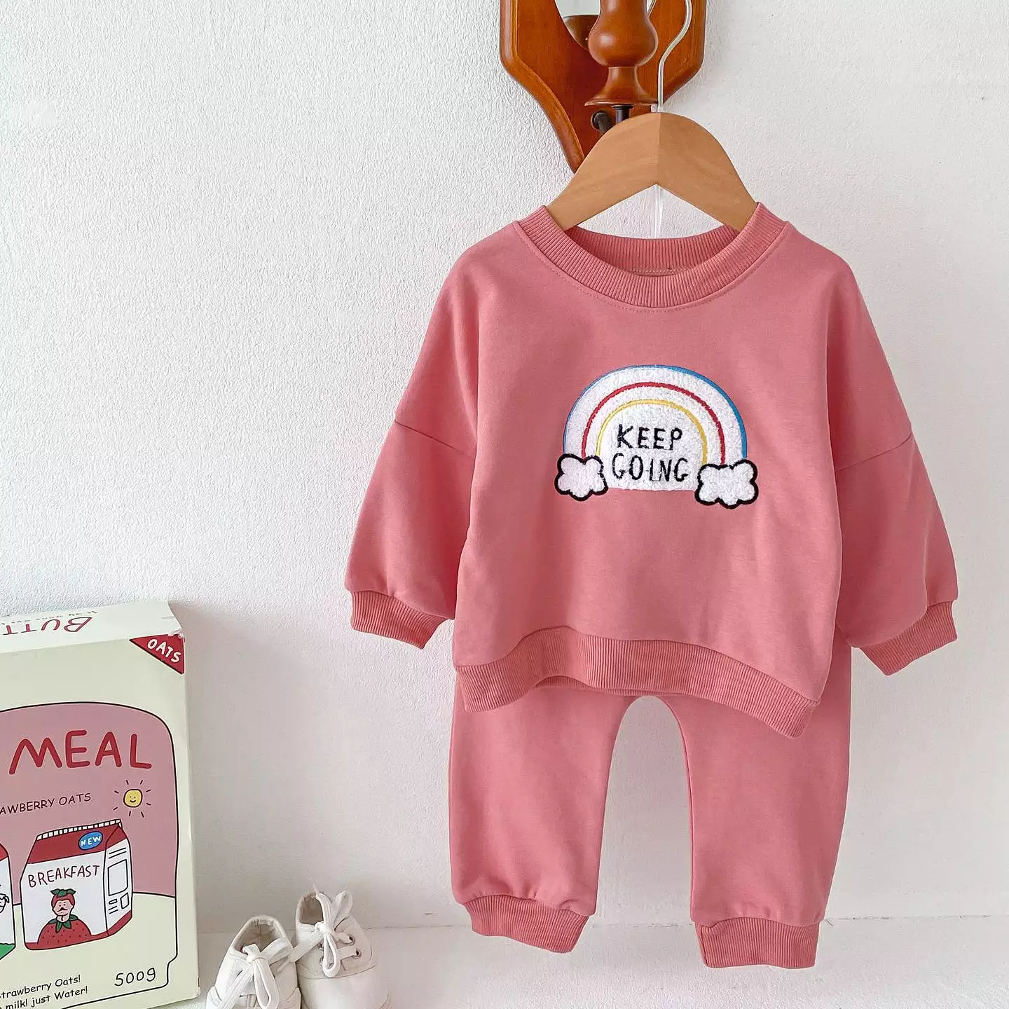 2 Pieces Set Baby Kid Girls Boys Rainbow Hoodies Sweatshirts And Solid Color Pants Wholesale 23101966