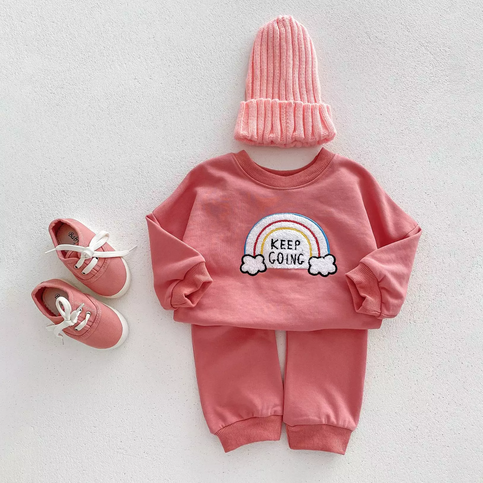 2 Pieces Set Baby Kid Girls Boys Rainbow Hoodies Sweatshirts And Solid Color Pants Wholesale 23101966