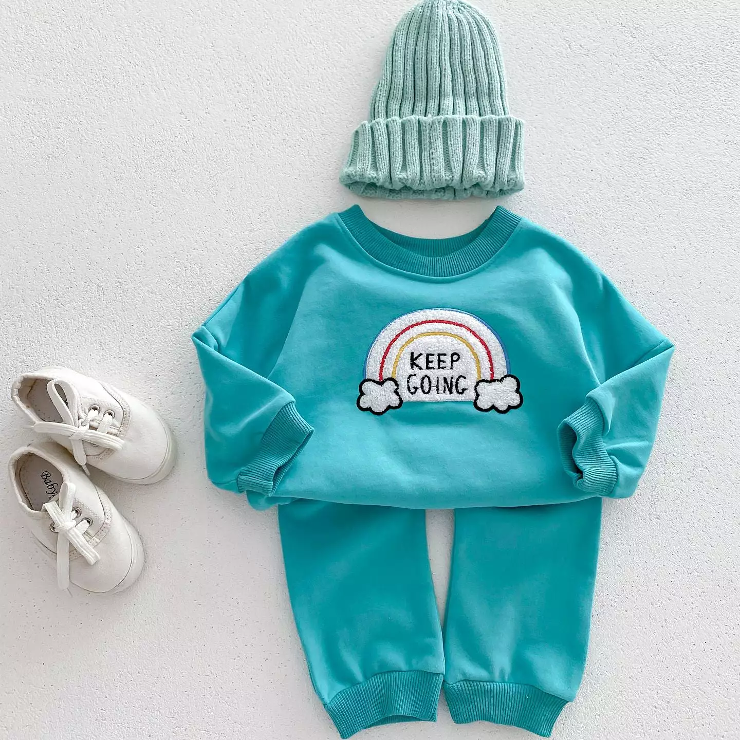 2 Pieces Set Baby Kid Girls Boys Rainbow Hoodies Sweatshirts And Solid Color Pants Wholesale 23101966