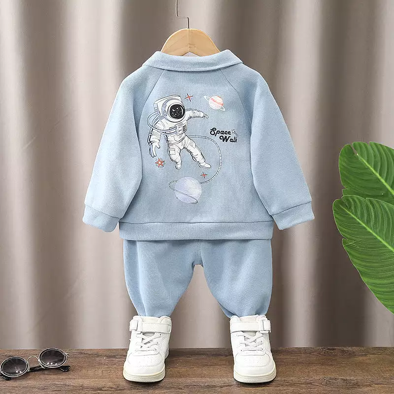 2 Pieces Set Baby Kid Girls Boys Sports Cartoon Print Hoodies Sweatshirts And Solid Color Pants Wholesale 23090620