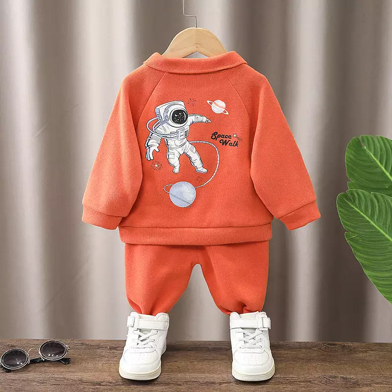 2 Pieces Set Baby Kid Girls Boys Sports Cartoon Print Hoodies Sweatshirts And Solid Color Pants Wholesale 23090620