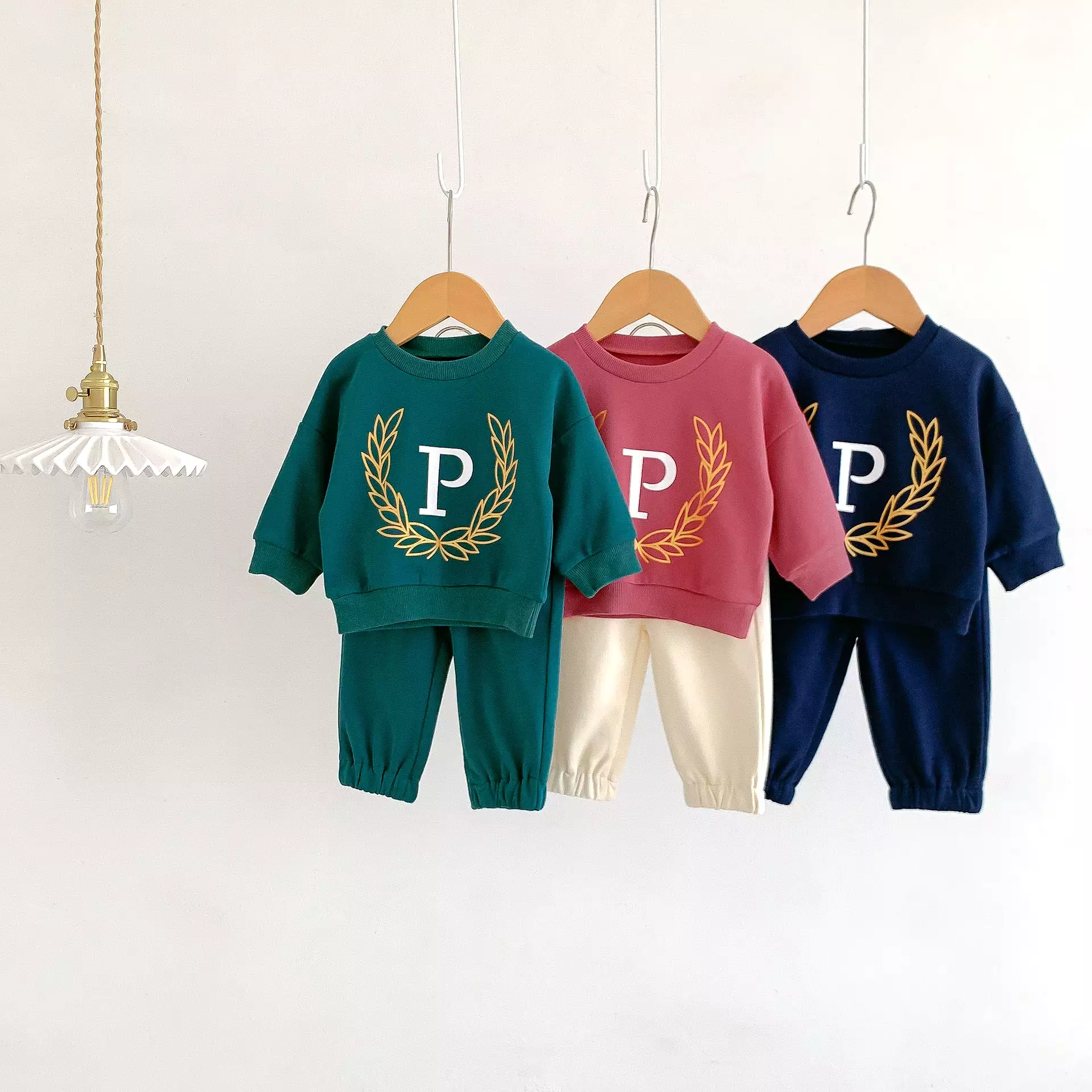 2 Pieces Set Baby Kid Girls Boys Sports Letters Hoodies Sweatshirts And Solid Color Pants Wholesale 23101909