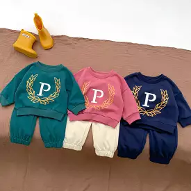 2 Pieces Set Baby Kid Girls Boys Sports Letters Hoodies Sweatshirts And Solid Color Pants Wholesale 23101909