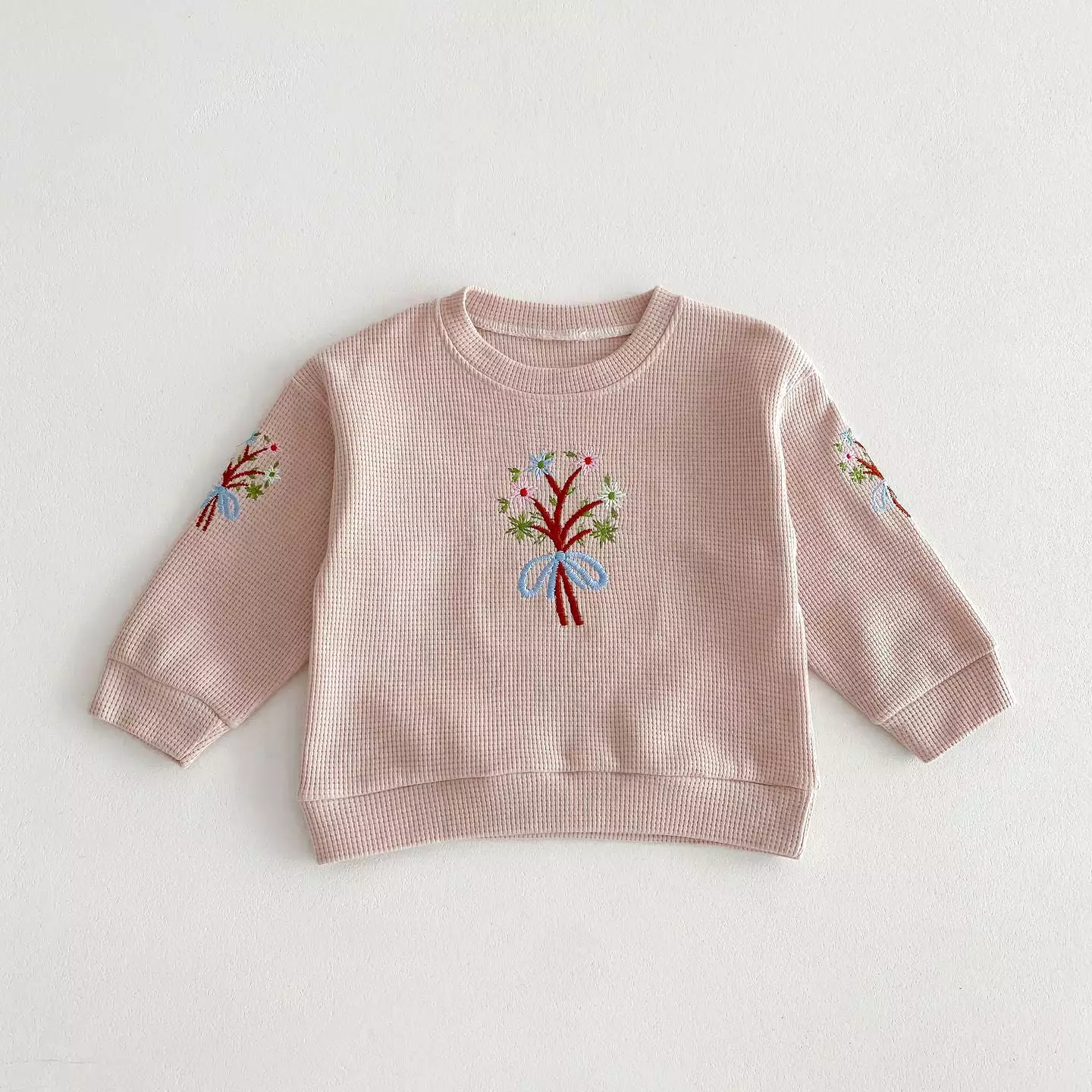 2 Pieces Set Baby Kid Girls Flower Embroidered Tops And Solid Color Pants Wholesale 240111105