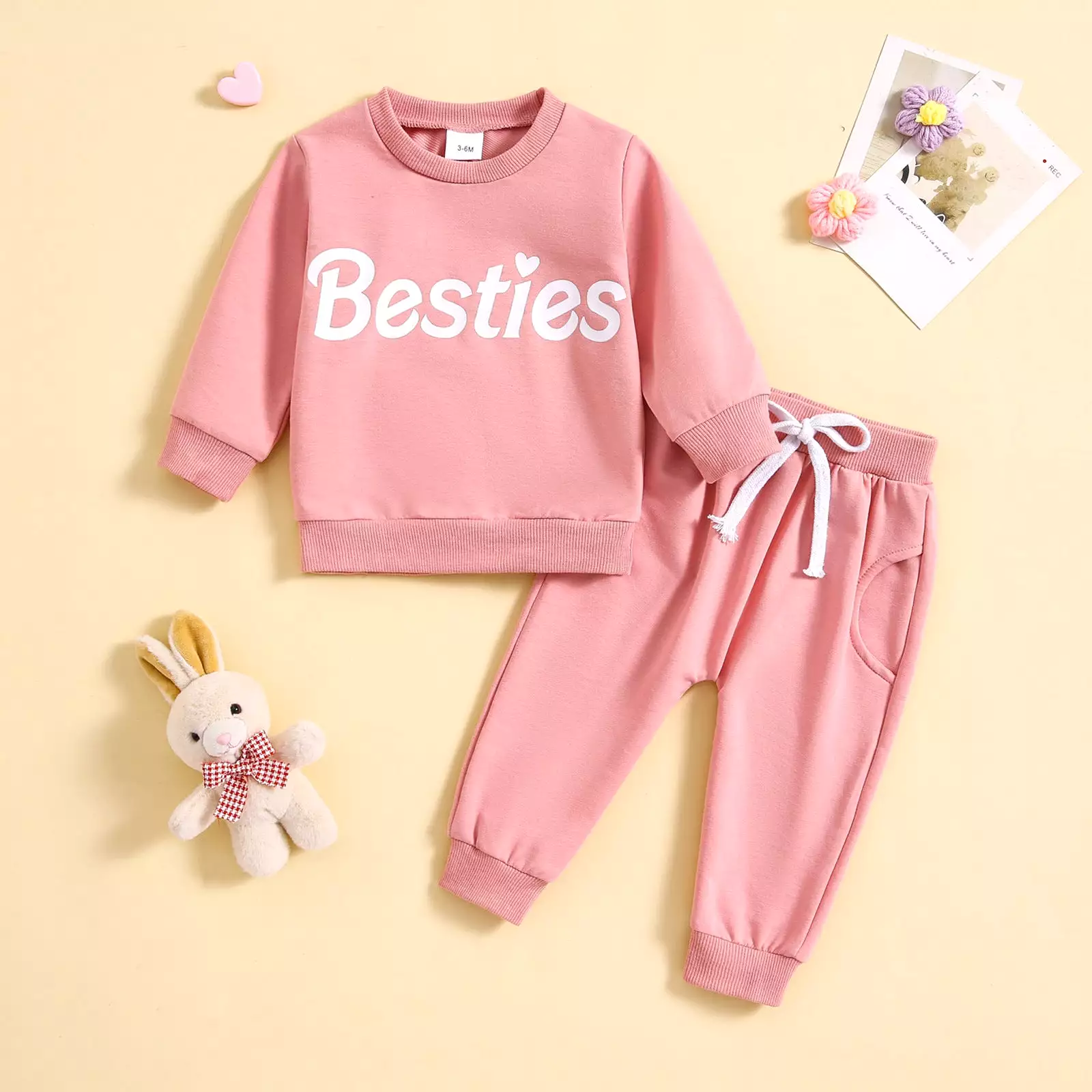 2 Pieces Set Baby Kid Girls Letters Tops And Solid Color Pants Wholesale 231130271