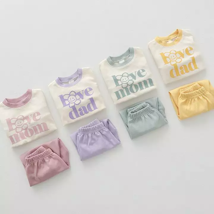 2 Pieces Set Baby Kid Girls Letters Tops And Solid Color Pants Wholesale 23113093