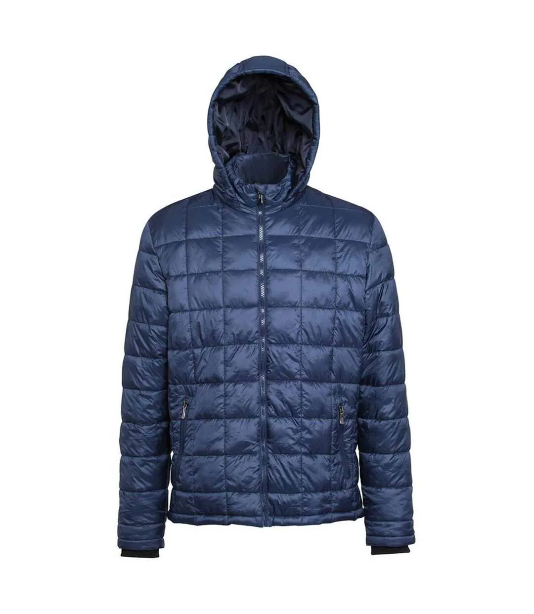 2786 Mens Box Quilt Hooded Zip Up Jacket (Black) - UTRW5263