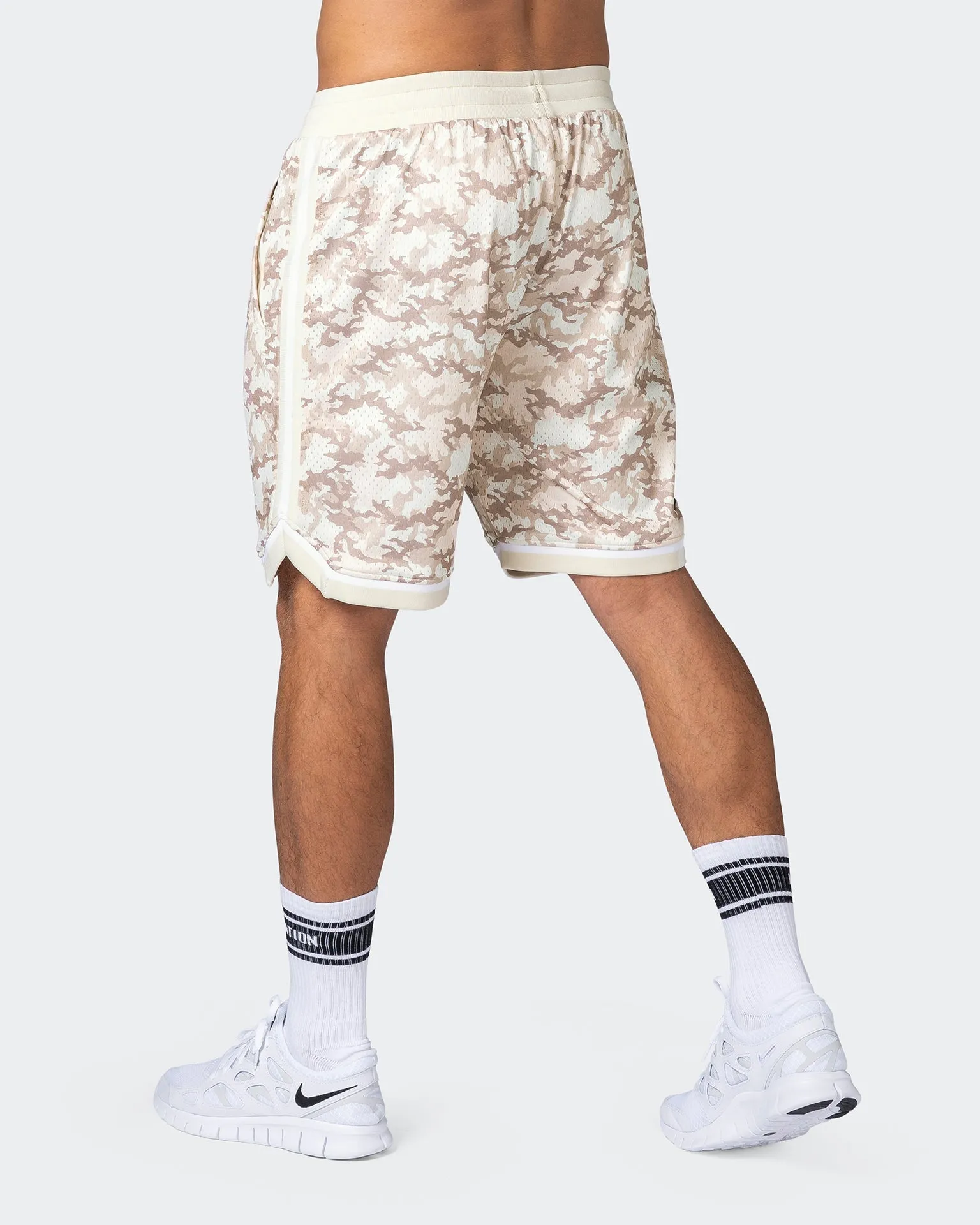 8 Basketball Shorts - Beige Camo Print