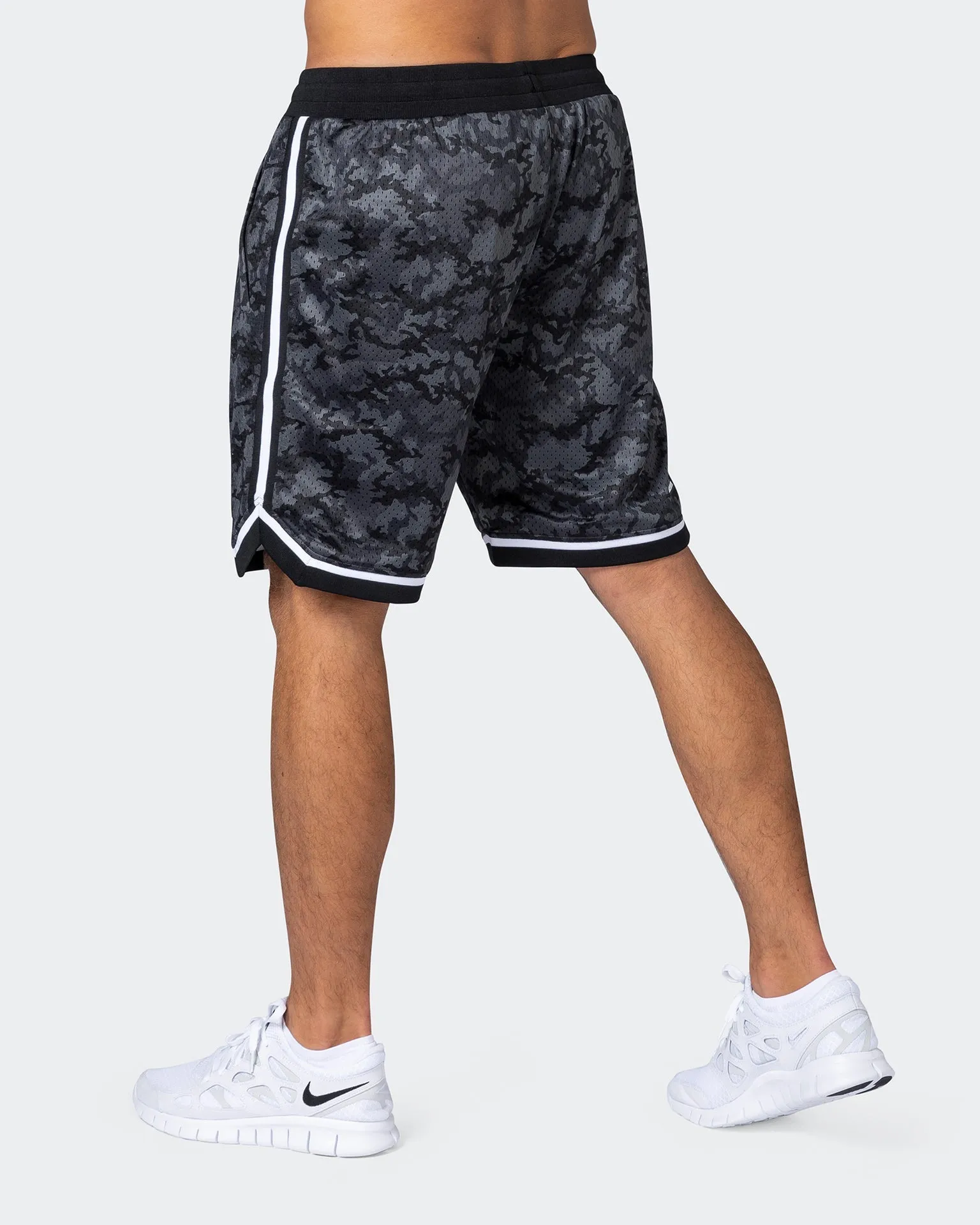 8 Basketball Shorts - Monochrome Camo Print