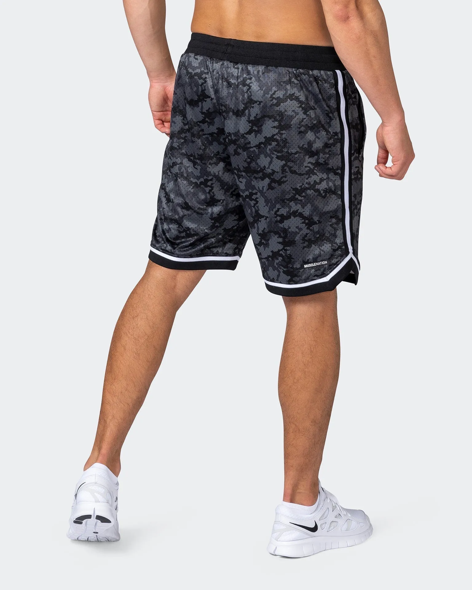 8 Basketball Shorts - Monochrome Camo Print