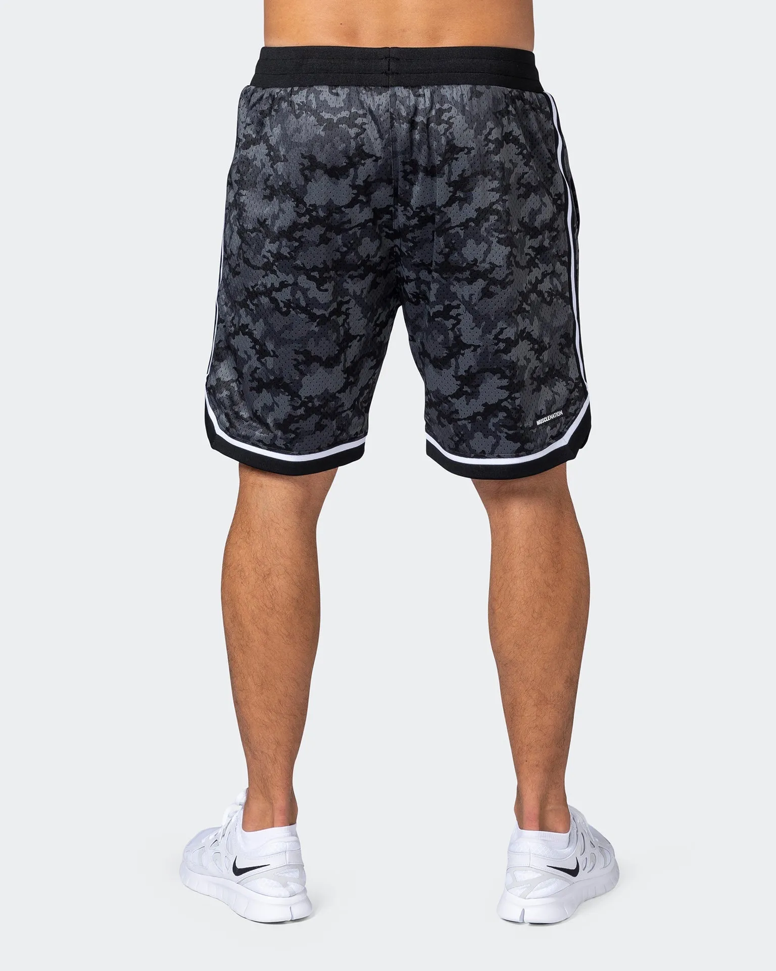 8 Basketball Shorts - Monochrome Camo Print