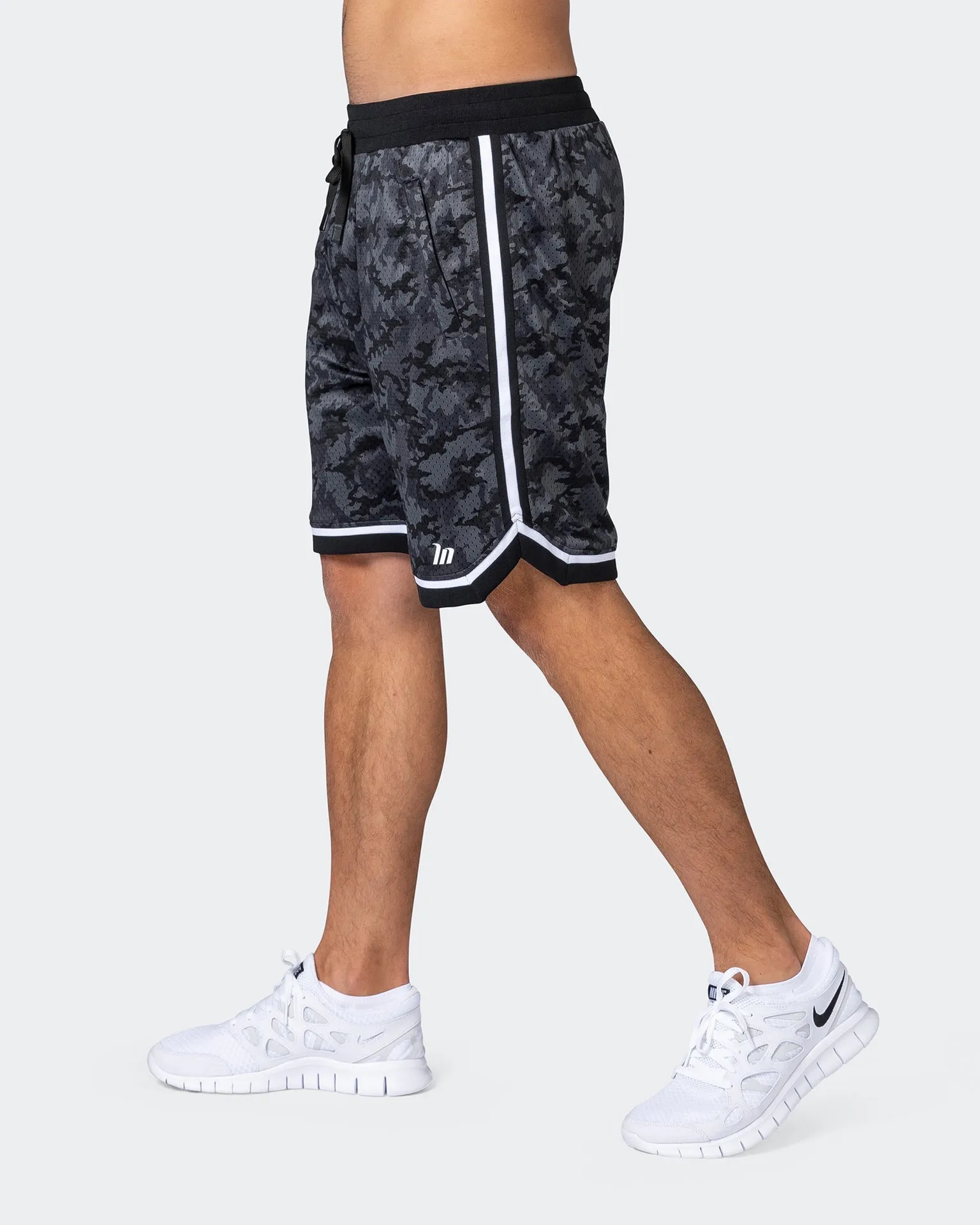 8 Basketball Shorts - Monochrome Camo Print