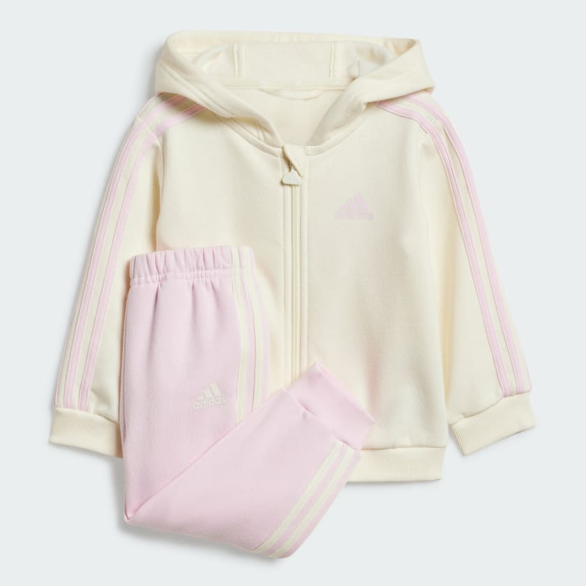 ADIDAS INFANTS ESSENTIALS FULL-ZIP HOODED JOGGER SET PINK