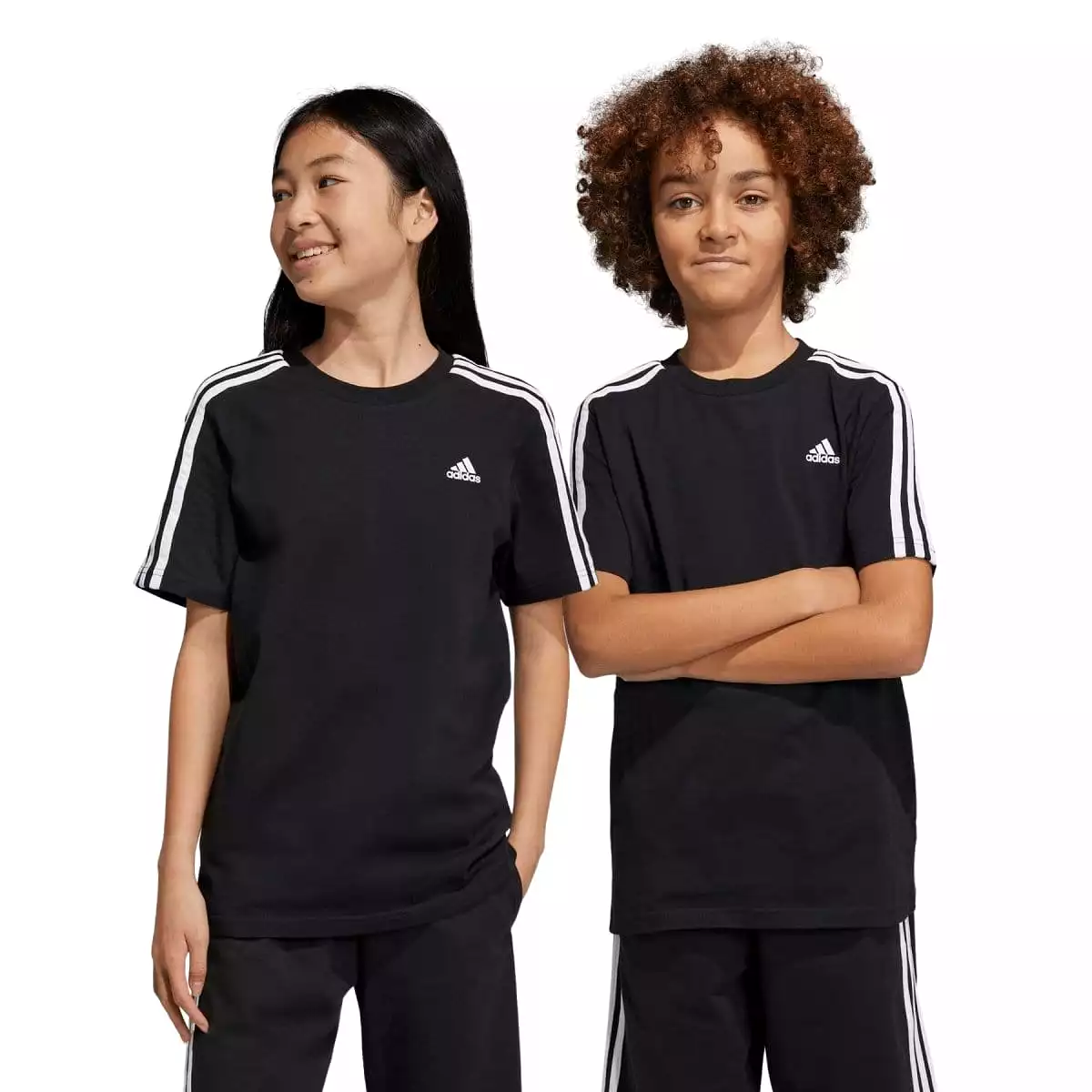 ADIDAS JUNIOR ESSENTIALS 3-STRIPES COTTON BLACK TEE