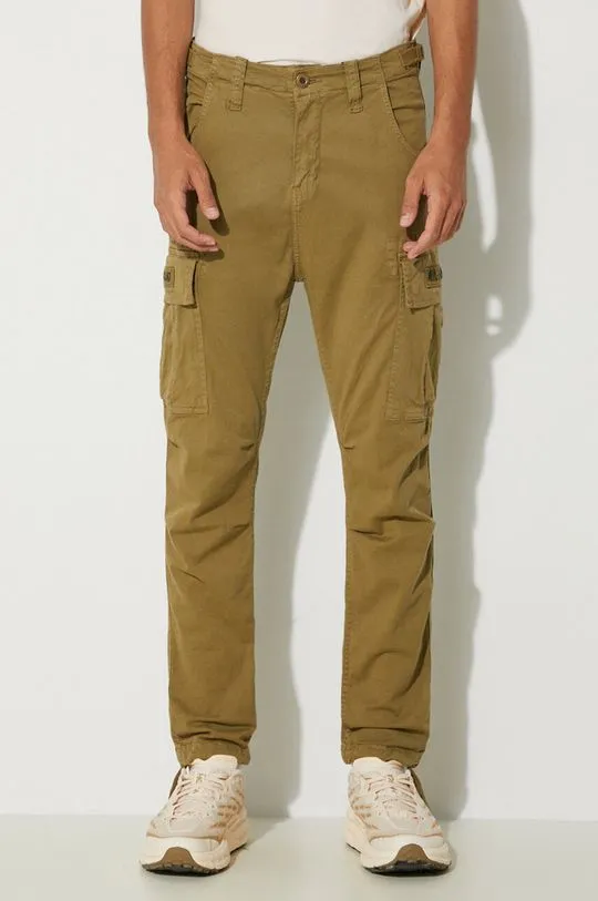 Alpha Industries trousers Squad Pants men's green color