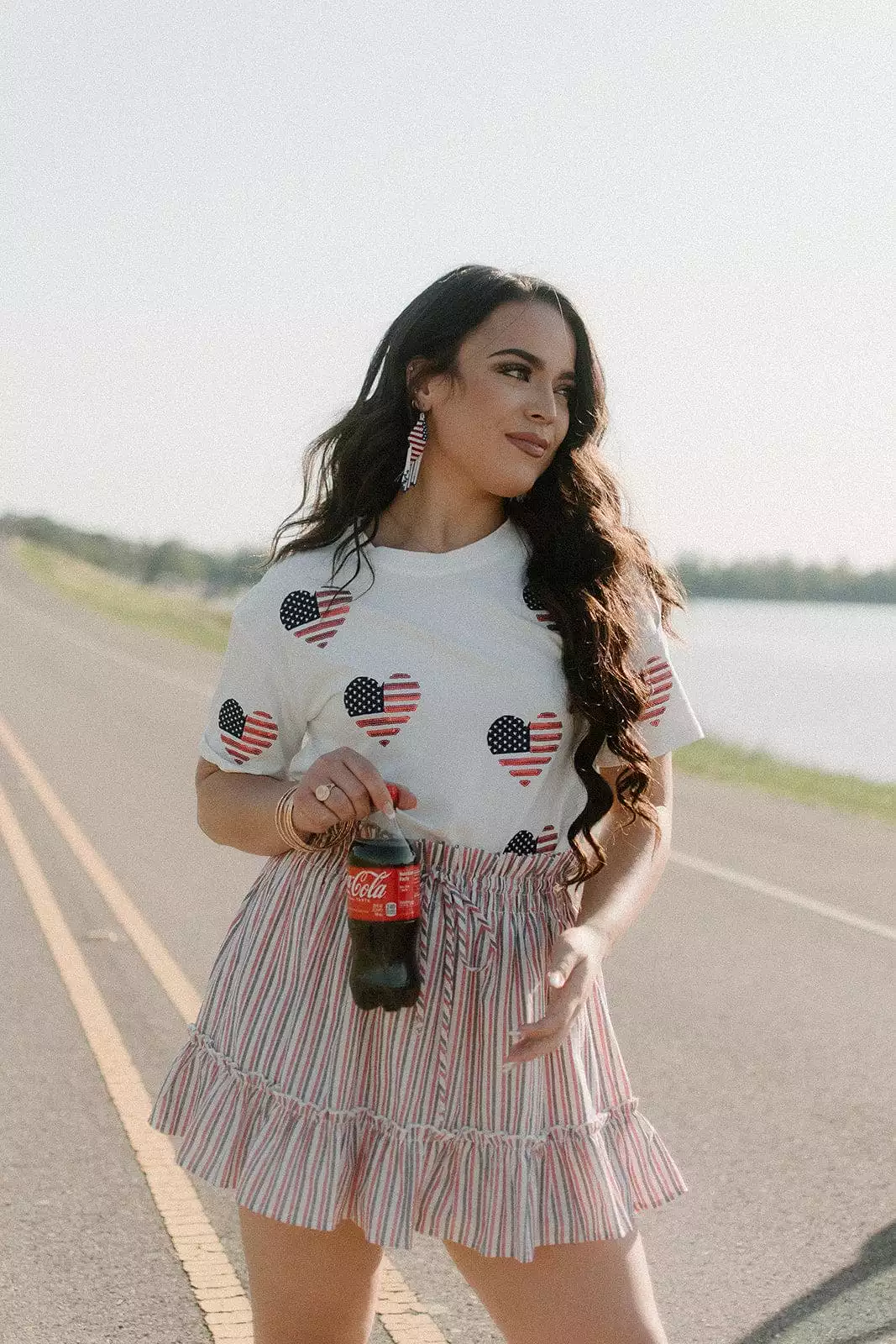 American Flag Heart Sequin Tee