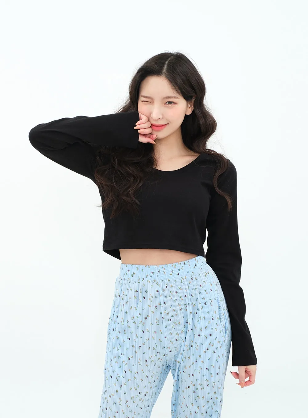 Basic Long Sleeve Crop Top BA18