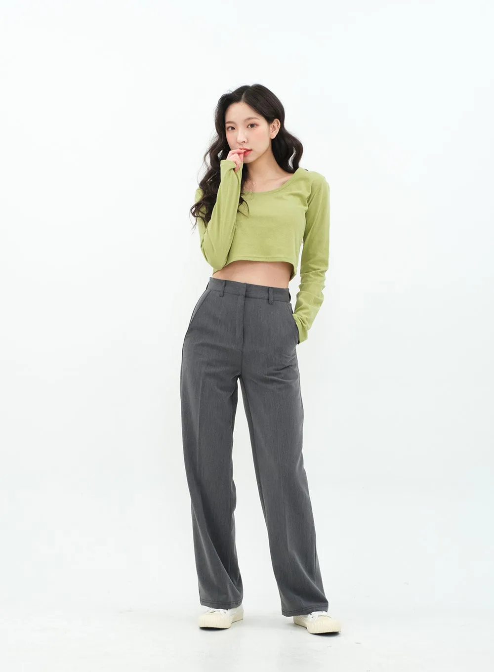 Basic Long Sleeve Crop Top BA18