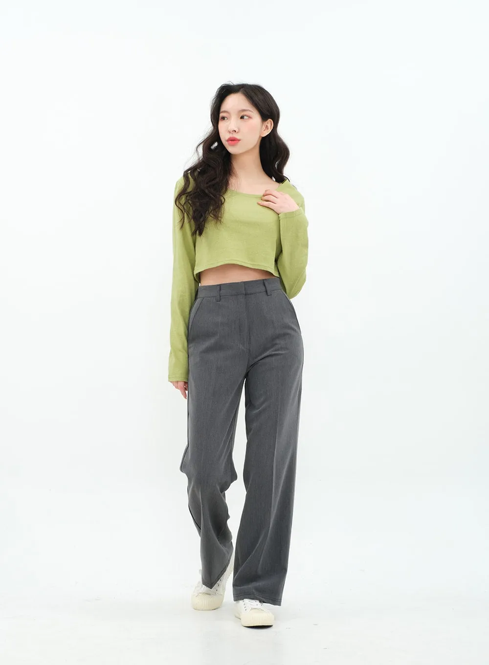 Basic Long Sleeve Crop Top BA18