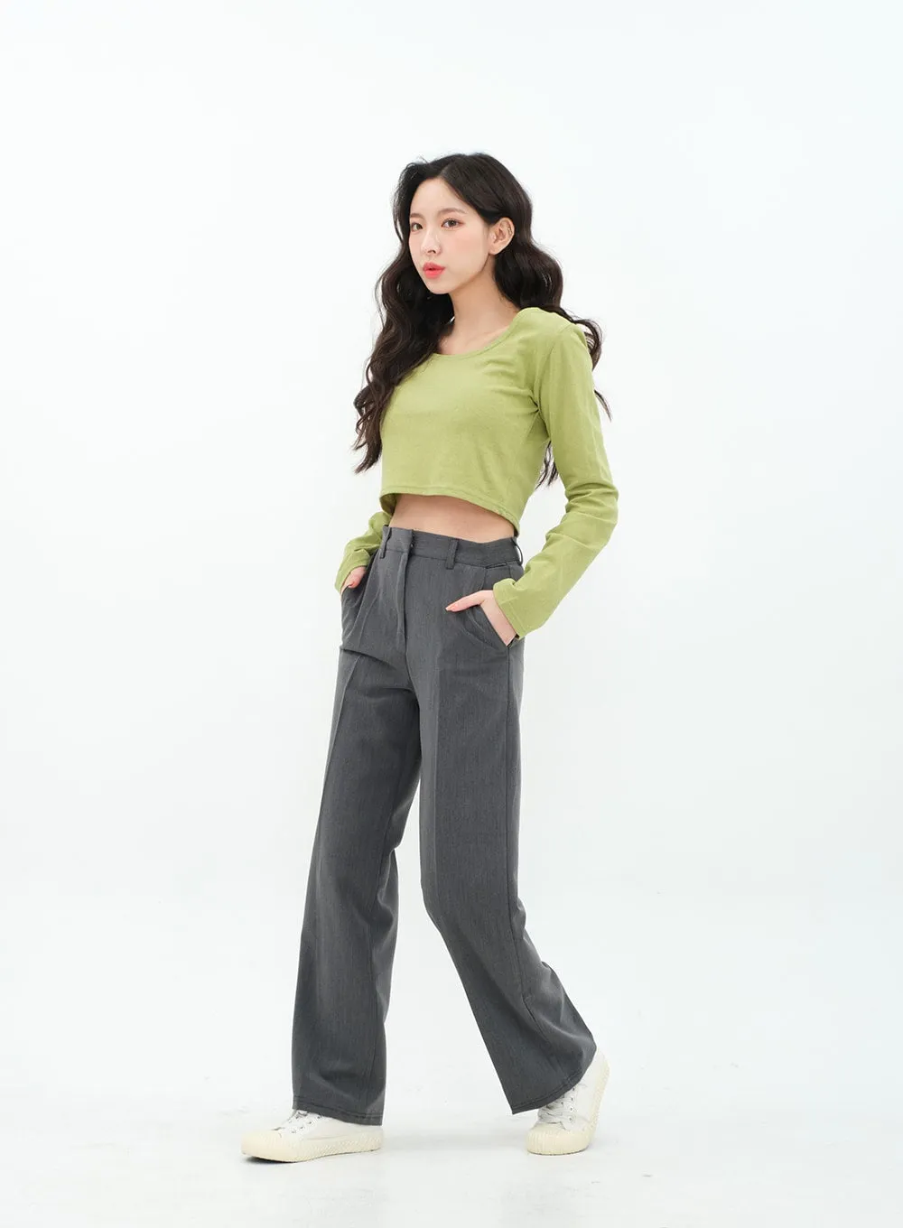 Basic Long Sleeve Crop Top BA18