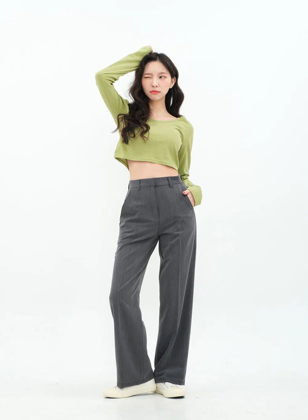 Basic Long Sleeve Crop Top BA18