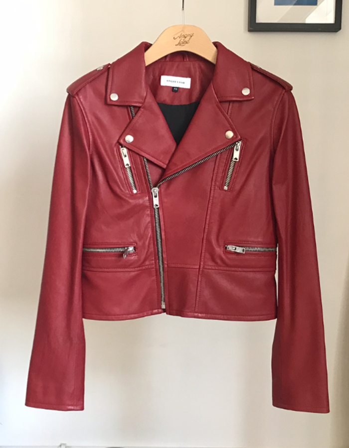 BIRDY - Cropped Leather Biker Jacket