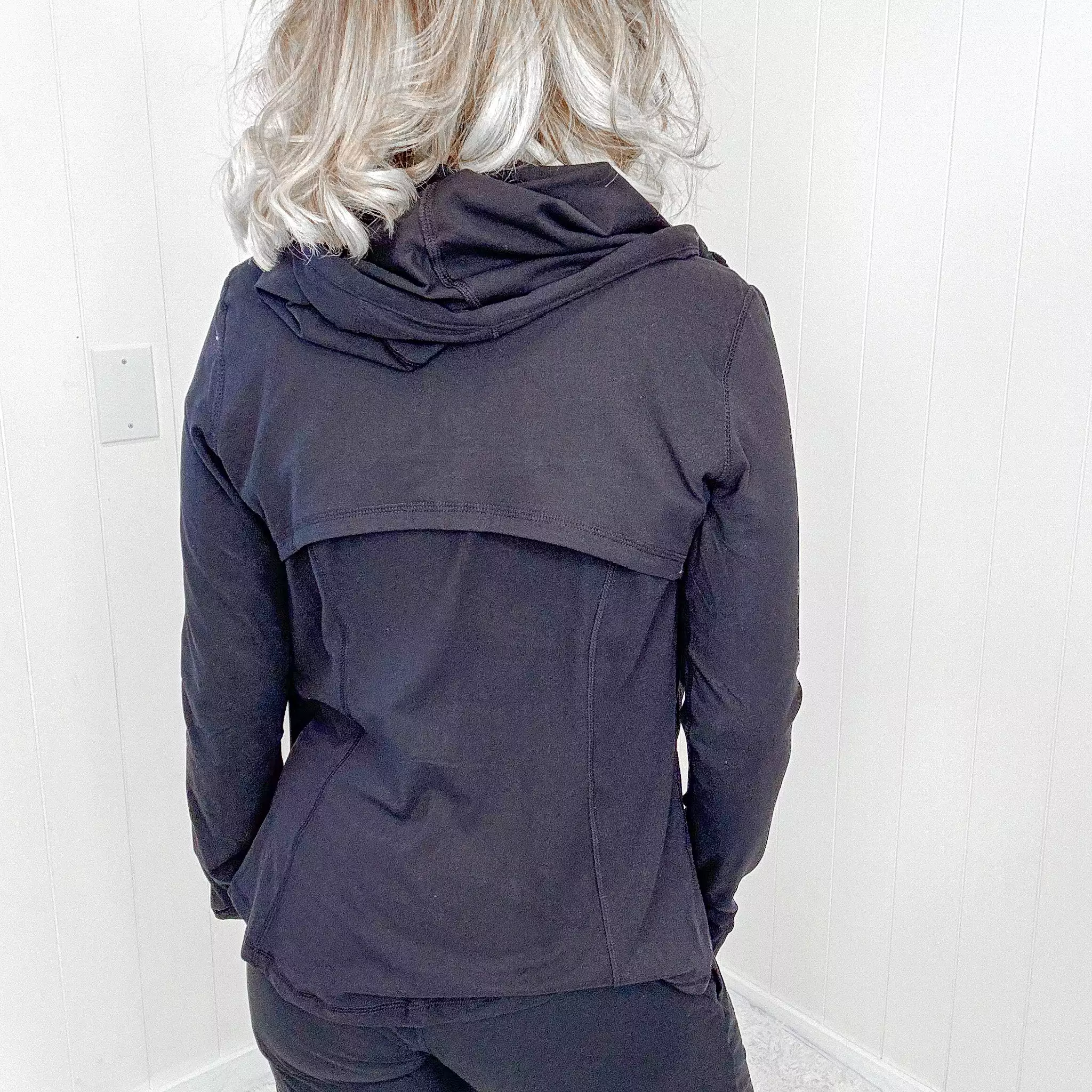 Black Athletic Butter Soft Jacket with Hoodie