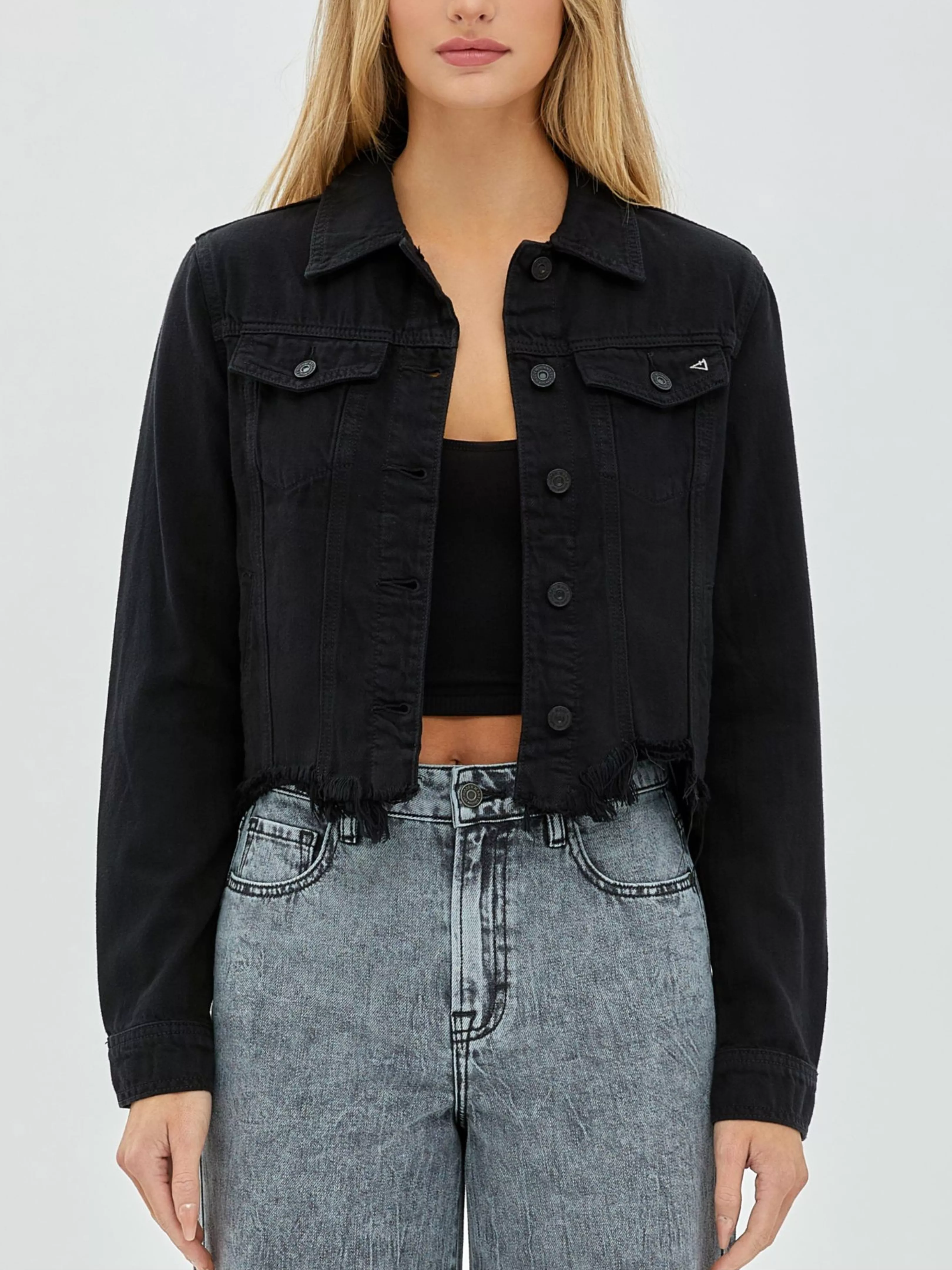 Black Regular Fitted Denim Jacket