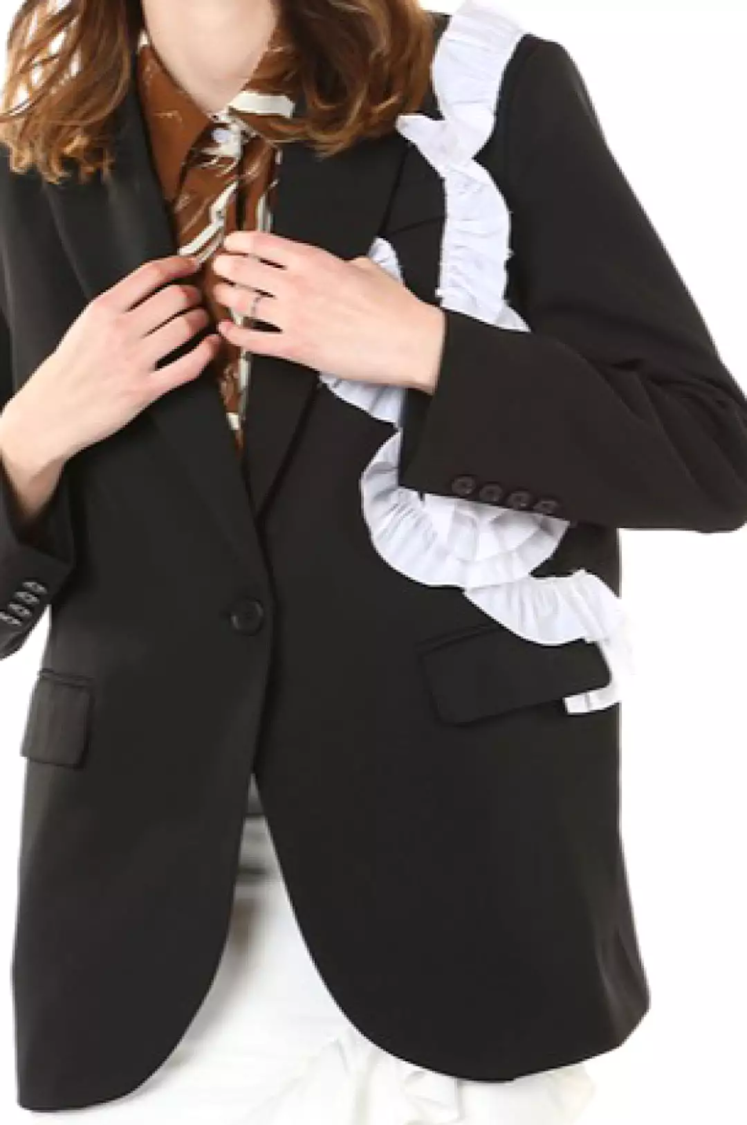 Black White Ruffle Boyfriends Jacket