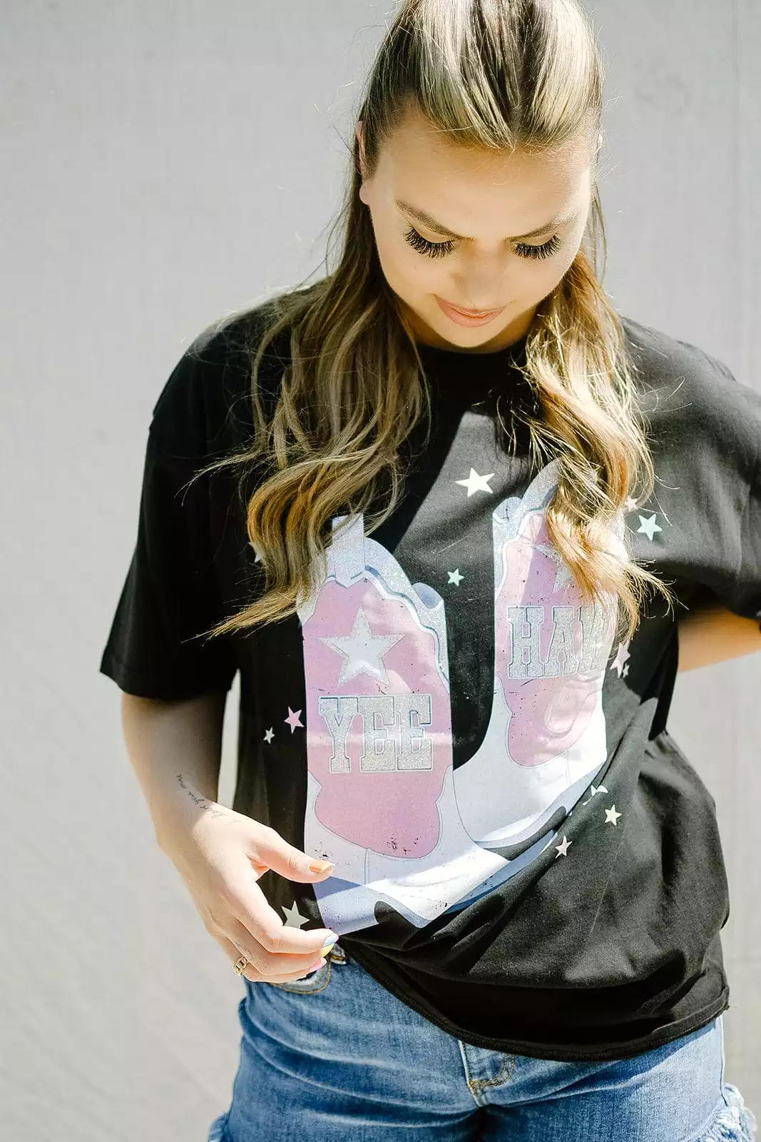 Black Yee Haw Boots Graphic Tee