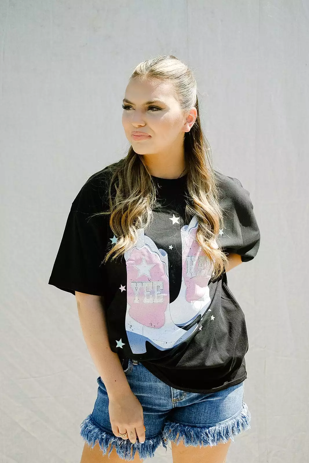 Black Yee Haw Boots Graphic Tee