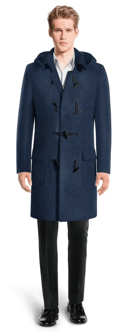 Blue Long Duffle coat with warm pockets