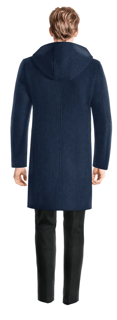 Blue Long Duffle coat with warm pockets